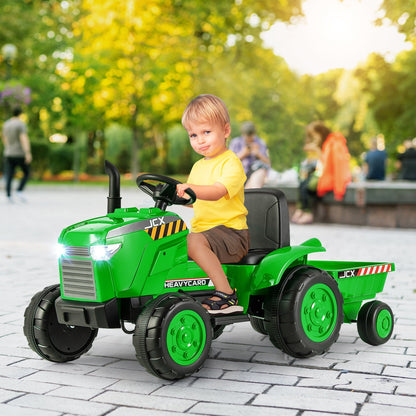 12V Kids Ride On Tractor with Trailer and Remote Control, Green Powered Ride On Toys at Gallery Canada