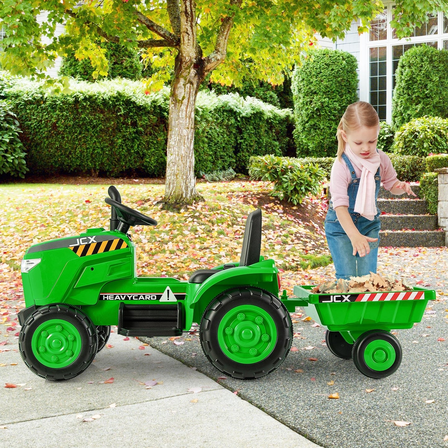 12V Kids Ride On Tractor with Trailer and Remote Control, Green Powered Ride On Toys at Gallery Canada