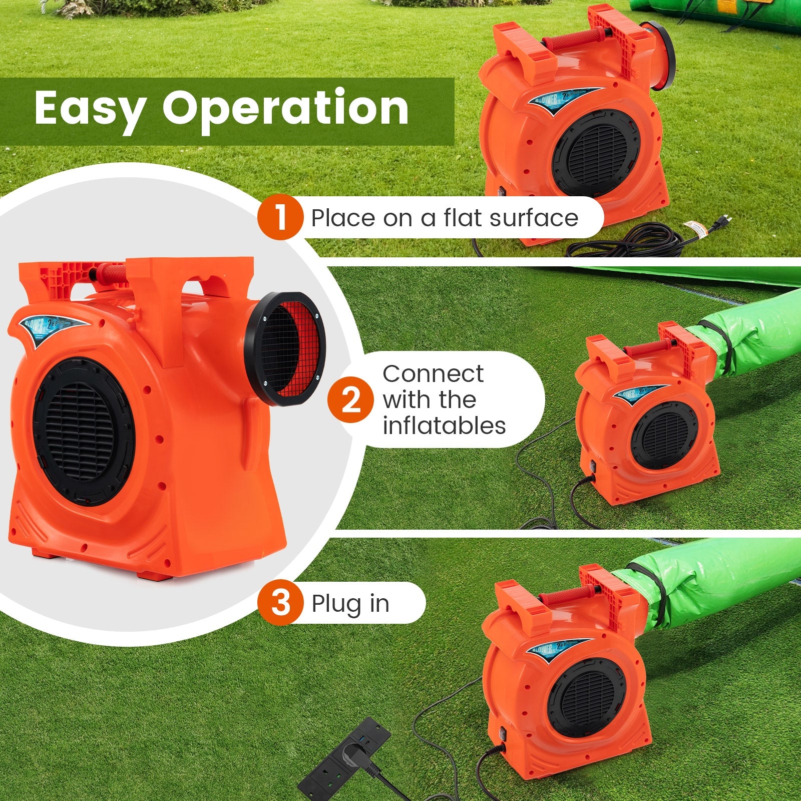 1500W 2 HP Commercial Air Blower, Giant Outdoor Inflatable Bounce House, Orange Air Blowers at Gallery Canada