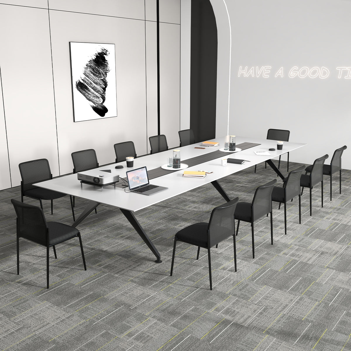 Waiting Room Chair Set, 2 Chairs, Ergonomic Mesh Backrest, Padded Seat, Black Conference Chairs at Gallery Canada