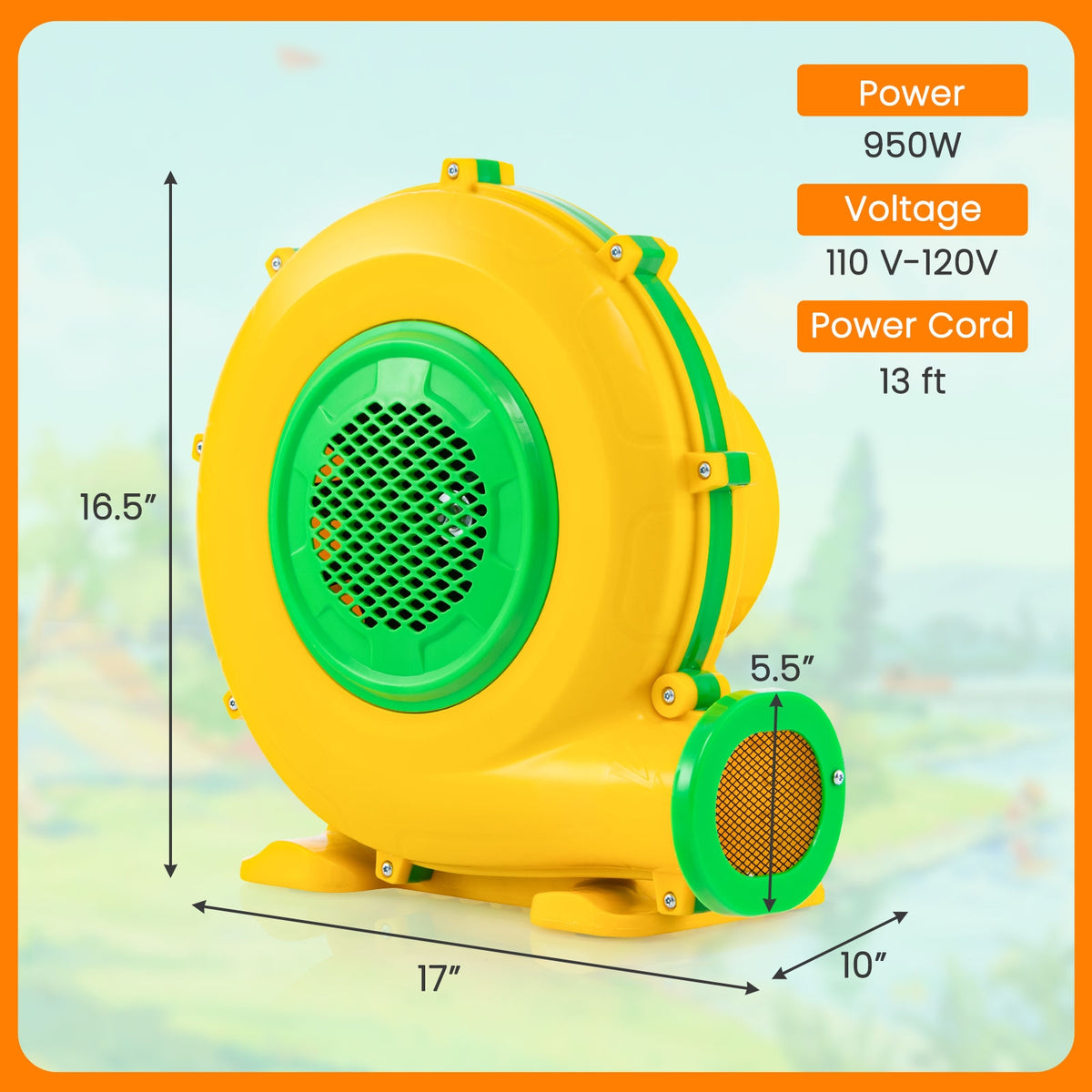 950W Air Blower Pump Fan With Handle, Ground Stakes, Yellow Air Blowers at Gallery Canada