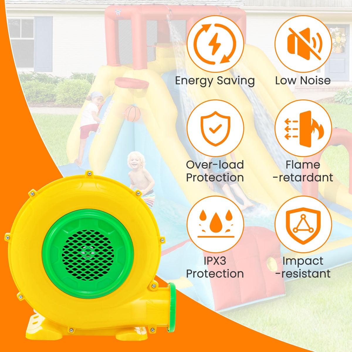 950W Air Blower Pump Fan With Handle, Ground Stakes, Yellow Air Blowers at Gallery Canada