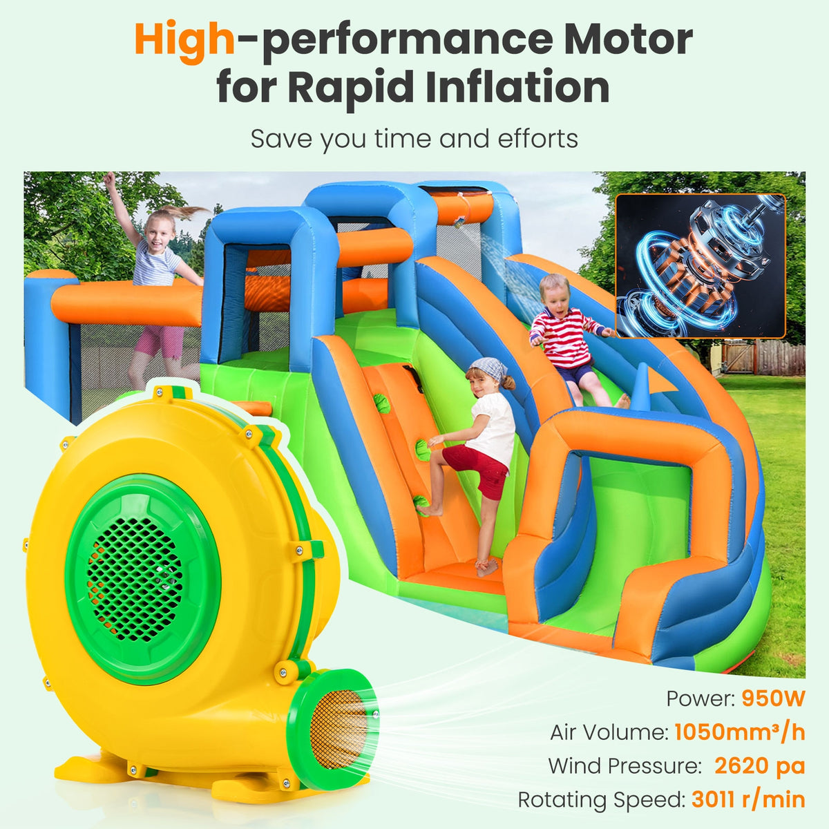 950W Air Blower Pump Fan With Handle, Ground Stakes, Yellow Air Blowers at Gallery Canada