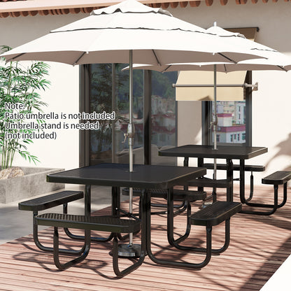 Square Picnic Table And Bench For 8 Person, Black Picnic Tables at Gallery Canada