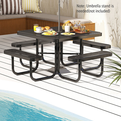 Square Picnic Table And Bench For 8 Person, Black Picnic Tables at Gallery Canada