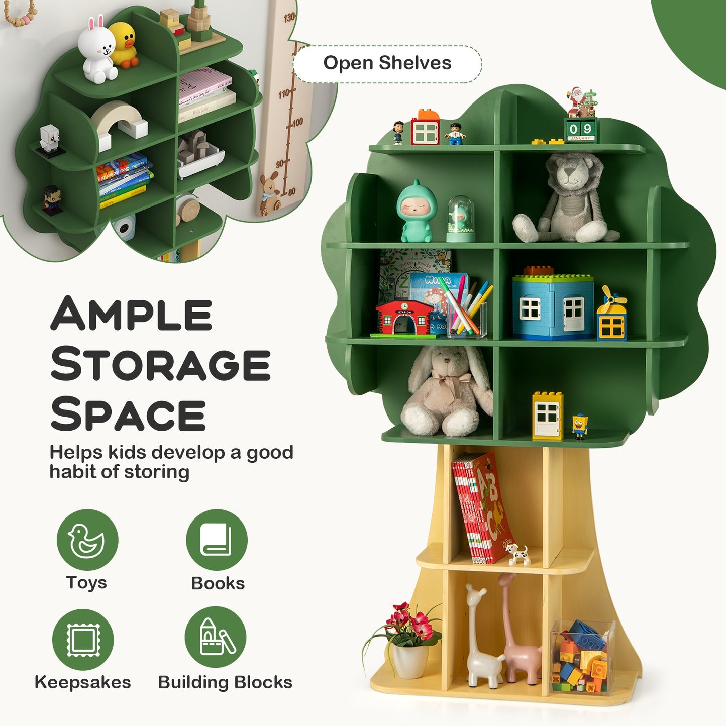 6-Tier Kids Bookcase, Toy Storage Organizer, Green Kids Storage at Gallery Canada