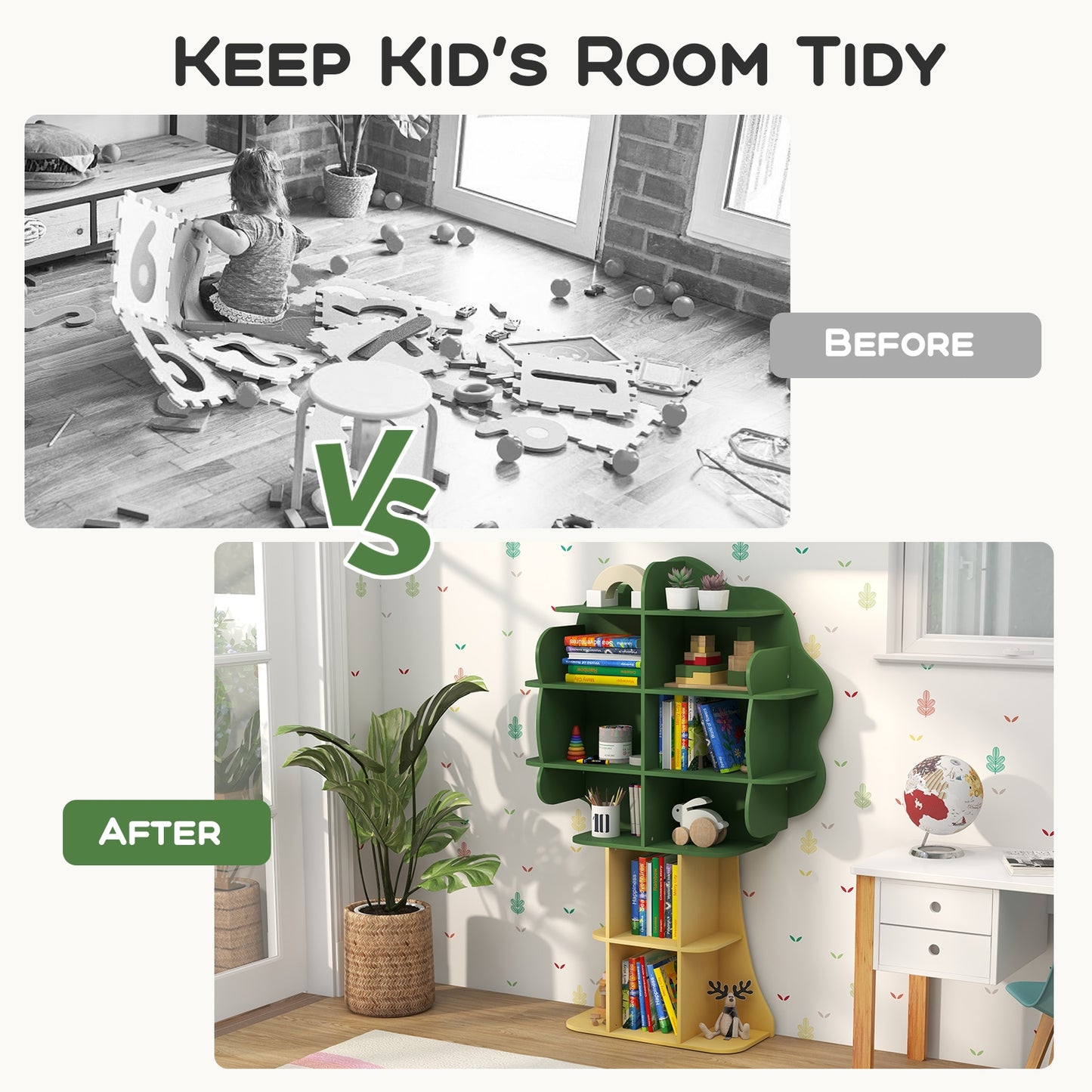 6-Tier Kids Bookcase, Toy Storage Organizer, Green Kids Storage at Gallery Canada