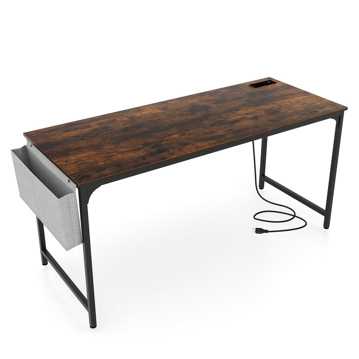 60 Inch Computer Desk With Charging Station, Rustic Brown Computer Desks at Gallery Canada