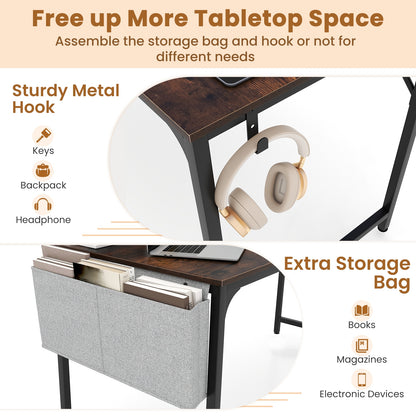 60 Inch Computer Desk With Charging Station, Rustic Brown Computer Desks at Gallery Canada