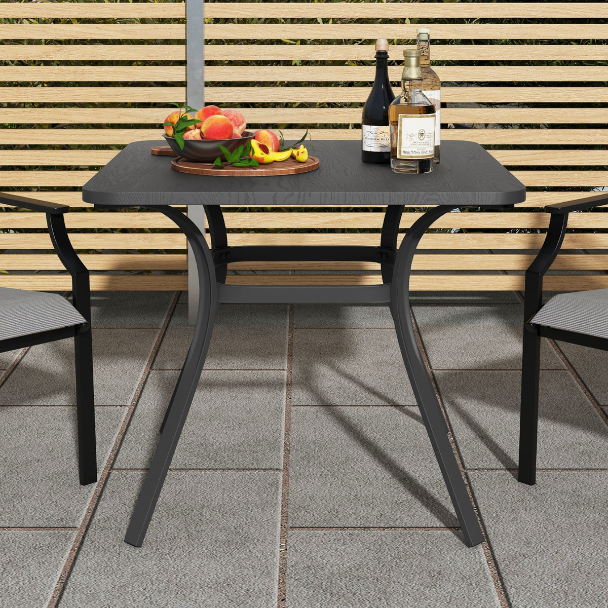 32 Inch Metal Square Patio Dining Table, 4 Curved Legs, Gray Patio Dining Tables at Gallery Canada