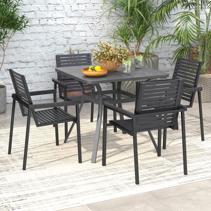 32 Inch Metal Square Patio Dining Table, 4 Curved Legs, Gray Patio Dining Tables at Gallery Canada