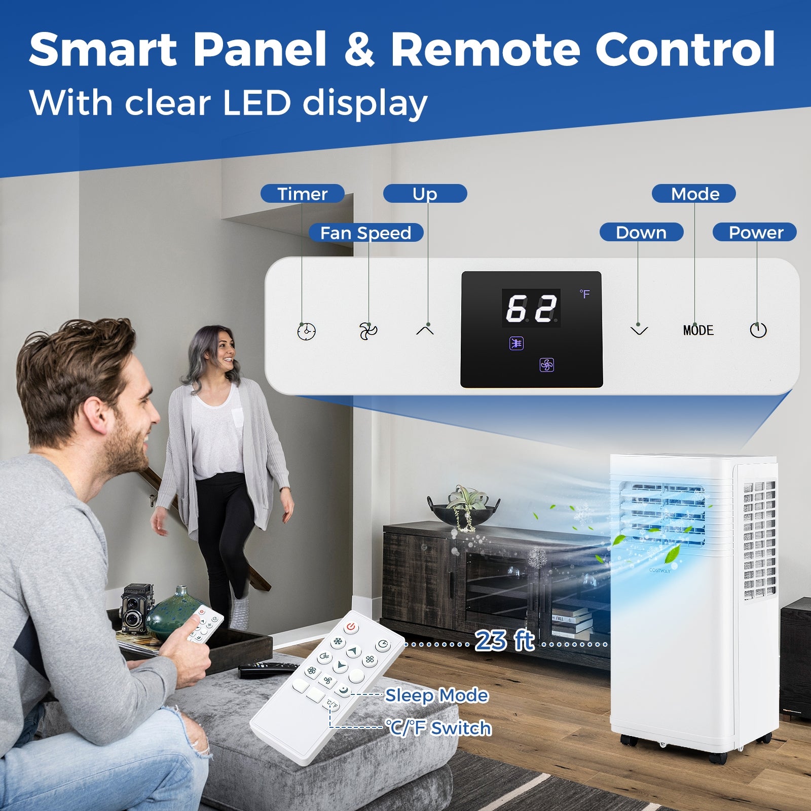 8000 BTU Portable Air Conditioner 3 in 1 AC Unit with Fan and Dehumidifier, White Portable Air Conditioners at Gallery Canada