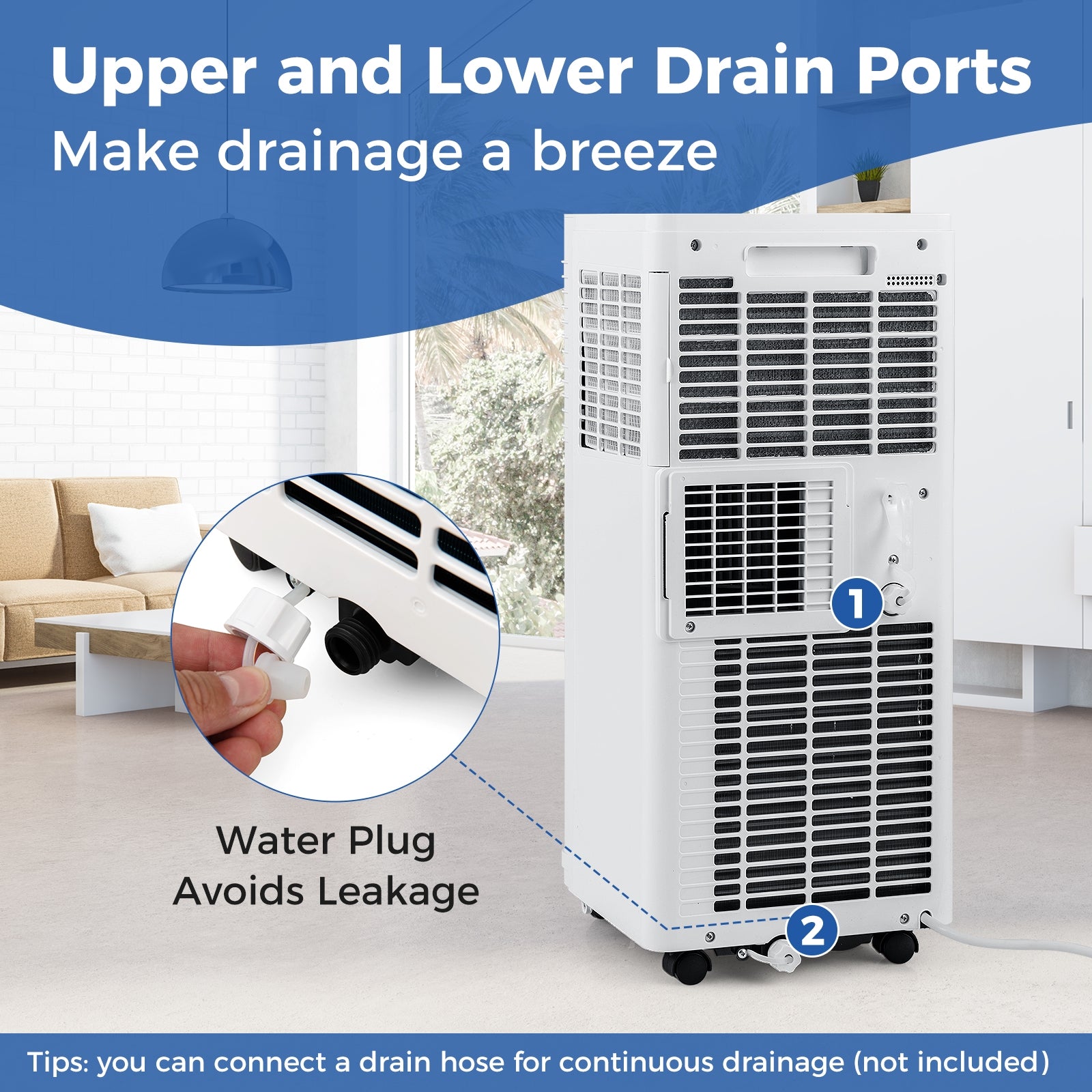 8000 BTU Portable Air Conditioner 3 in 1 AC Unit with Fan and Dehumidifier, White Portable Air Conditioners at Gallery Canada