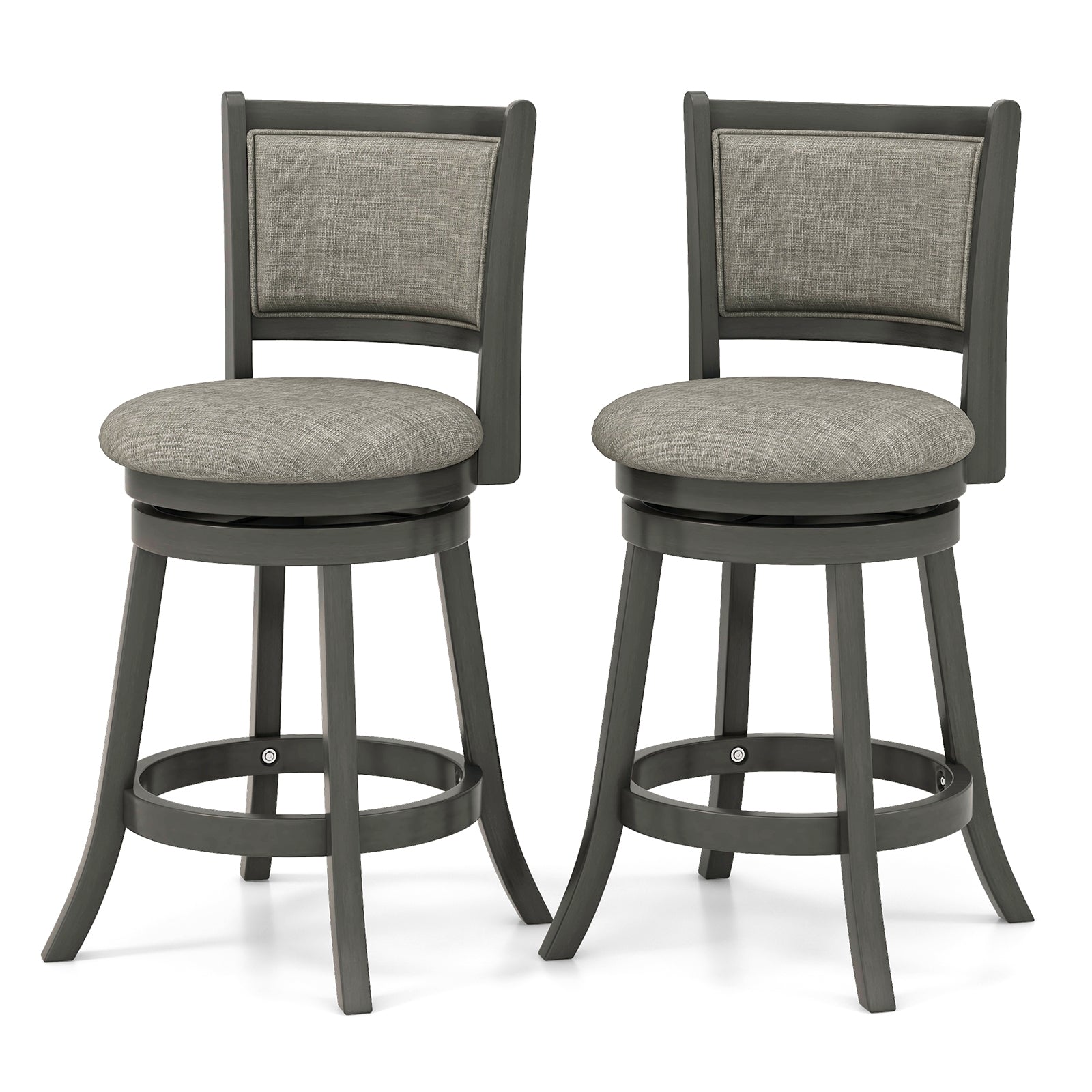 Swivel Bar Stools Set Of 2, Soft-Padded Back And Seat, S, Gray Bar Stools at Gallery Canada