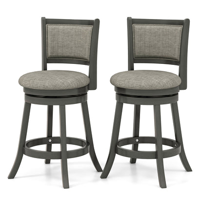 Swivel Bar Stools Set Of 2, Soft-Padded Back And Seat, S, Gray Bar Stools at Gallery Canada