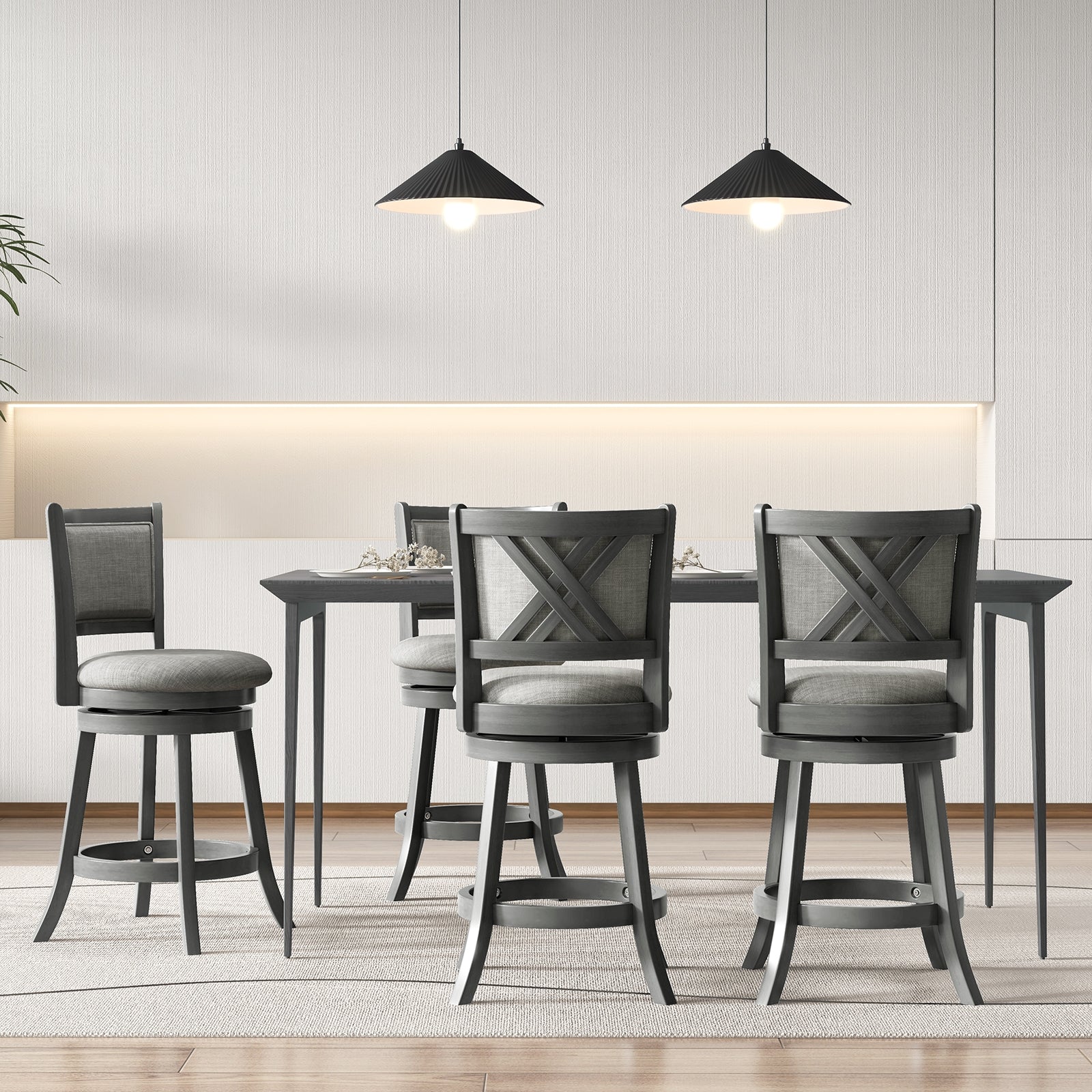 Swivel Bar Stools Set Of 2, Soft-Padded Back And Seat, S, Gray Bar Stools at Gallery Canada