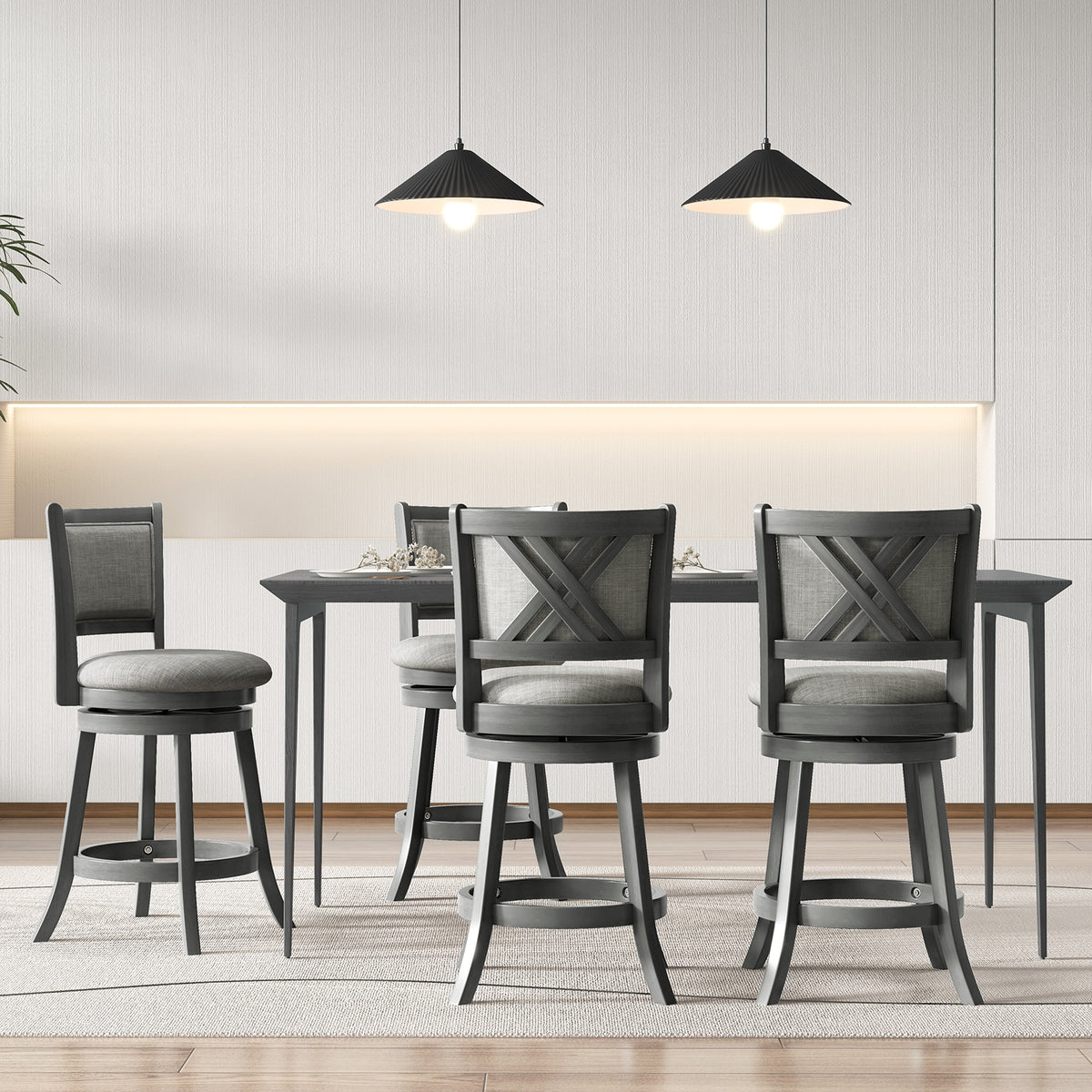 Swivel Bar Stools Set Of 2, Soft-Padded Back And Seat, S, Gray Bar Stools at Gallery Canada