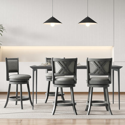 Swivel Bar Stools Set Of 2, Soft-Padded Back And Seat, S, Gray Bar Stools at Gallery Canada