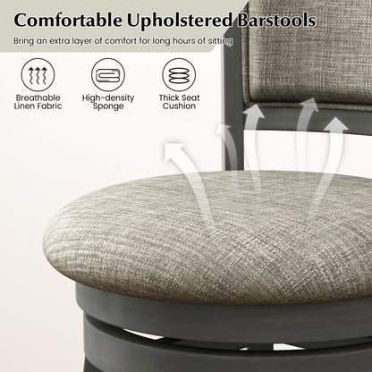 Swivel Bar Stools Set Of 2, Soft-Padded Back And Seat, S, Gray Bar Stools at Gallery Canada