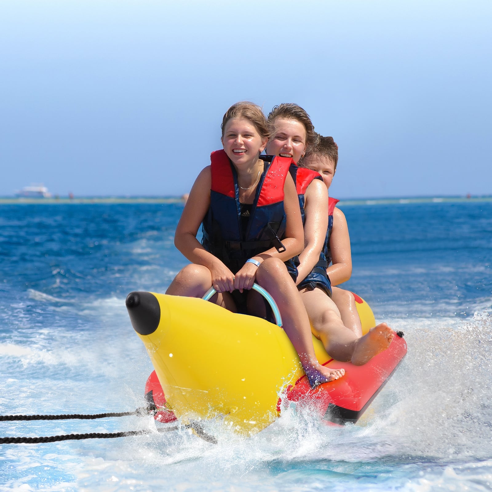 3-Person Inflatable Banana Boat, Electric Air Pump, Carrying Bag, Repair Kit, Yellow Water Sports at Gallery Canada