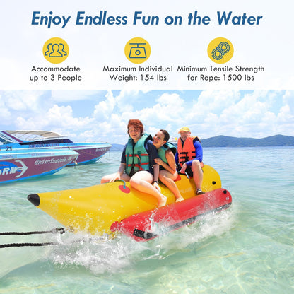 3-Person Inflatable Banana Boat, Electric Air Pump, Carrying Bag, Repair Kit, Yellow Water Sports at Gallery Canada