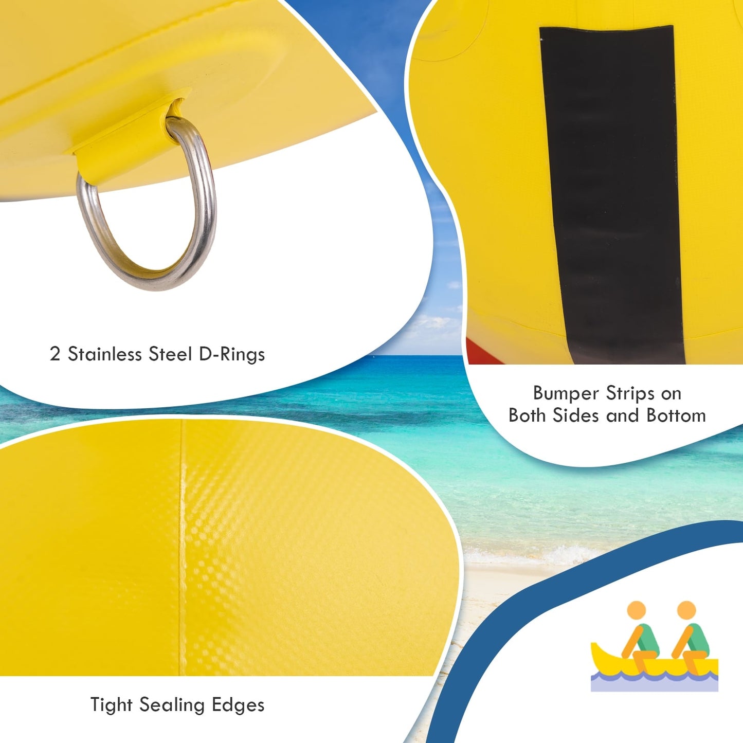 3-Person Inflatable Banana Boat, Electric Air Pump, Carrying Bag, Repair Kit, Yellow Water Sports at Gallery Canada