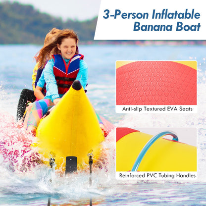 3-Person Inflatable Banana Boat, Electric Air Pump, Carrying Bag, Repair Kit, Yellow Water Sports at Gallery Canada