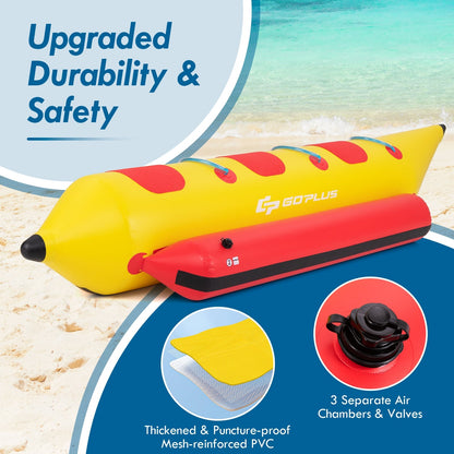 3-Person Inflatable Banana Boat, Electric Air Pump, Carrying Bag, Repair Kit, Yellow Water Sports at Gallery Canada