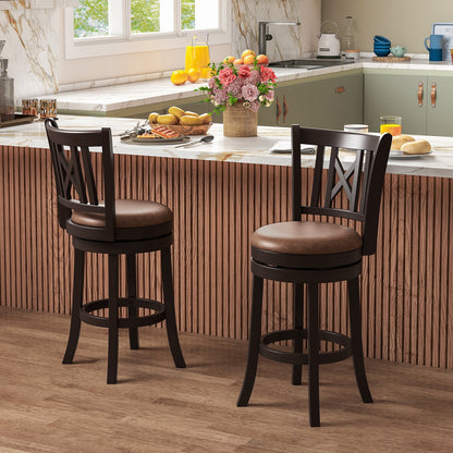 Set Of 2 Swivel Bar Stools, 26 Inches, With Footrest And Hollowed Backrest Bar Stools at Gallery Canada
