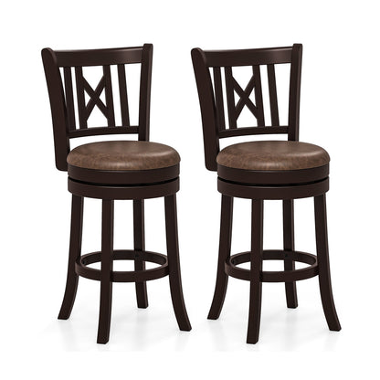Set Of 2 Swivel Bar Stools, 26 Inches, With Footrest And Hollowed Backrest Bar Stools at Gallery Canada
