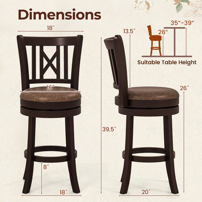 Set Of 2 Swivel Bar Stools, 26 Inches, With Footrest And Hollowed Backrest Bar Stools at Gallery Canada