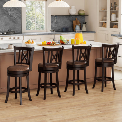 Set Of 2 Swivel Bar Stools, 26 Inches, With Footrest And Hollowed Backrest Bar Stools at Gallery Canada