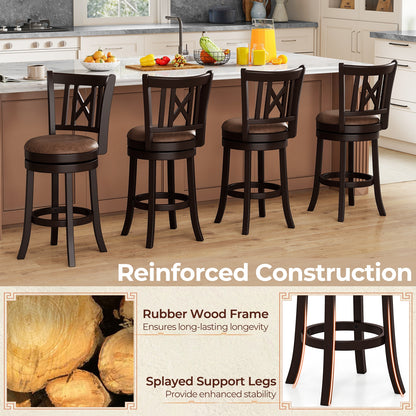 Set Of 2 Swivel Bar Stools, 26 Inches, With Footrest And Hollowed Backrest Bar Stools at Gallery Canada
