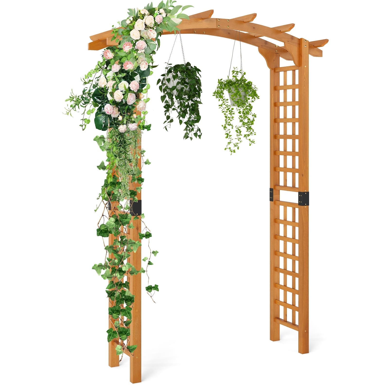 7.5 FT Wooden Garden Arch Trellis For Climbing Plants, Orange Outdoor Decor Orange at Gallery Canada