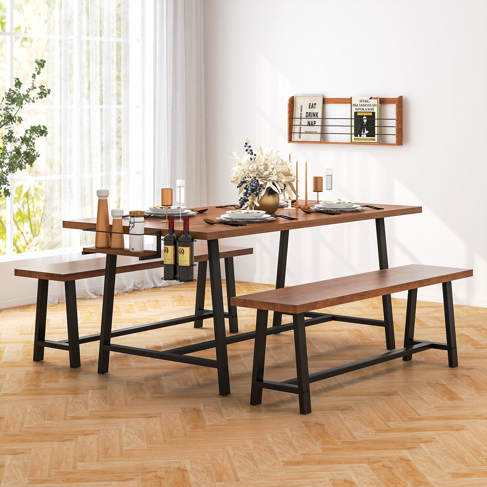 Dining Table Set For 5-7, With Wine Rack And Condiment Holder Dining Room Sets at Gallery Canada