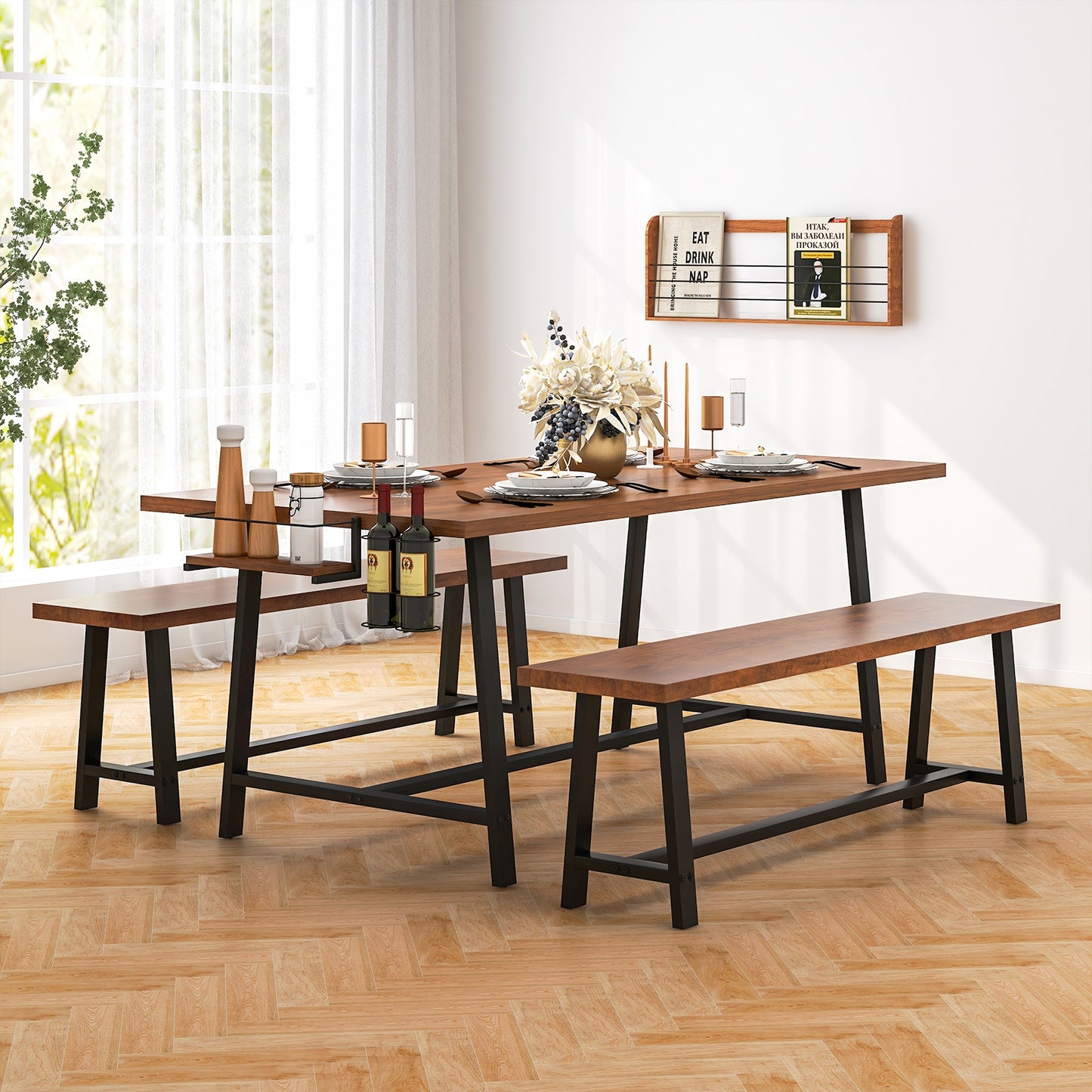 Dining Table Set For 5-7, With Wine Rack And Condiment Holder Dining Room Sets at Gallery Canada