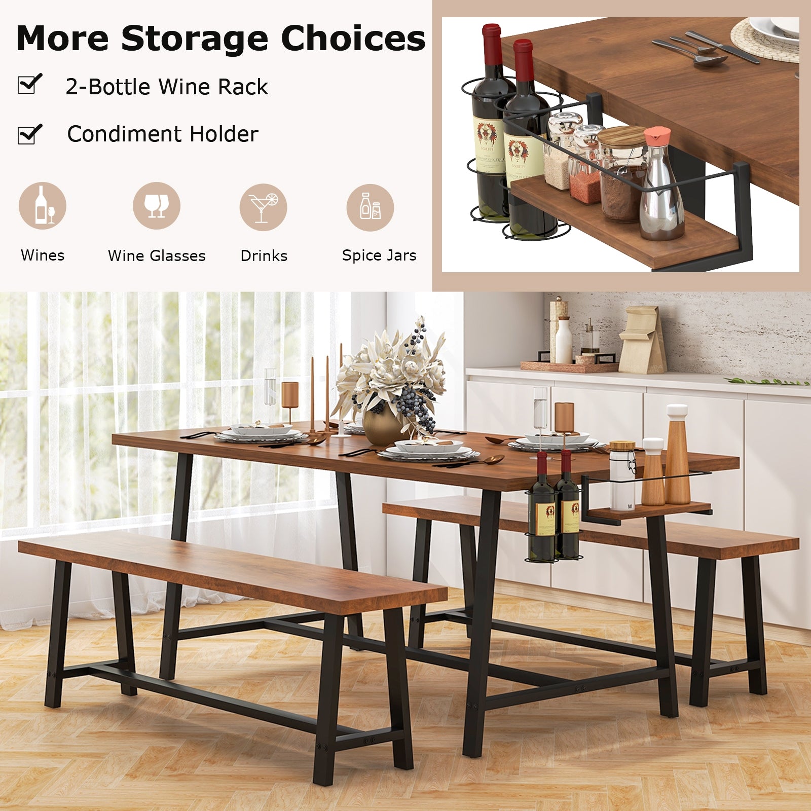 Dining Table Set For 5-7, With Wine Rack And Condiment Holder Dining Room Sets at Gallery Canada