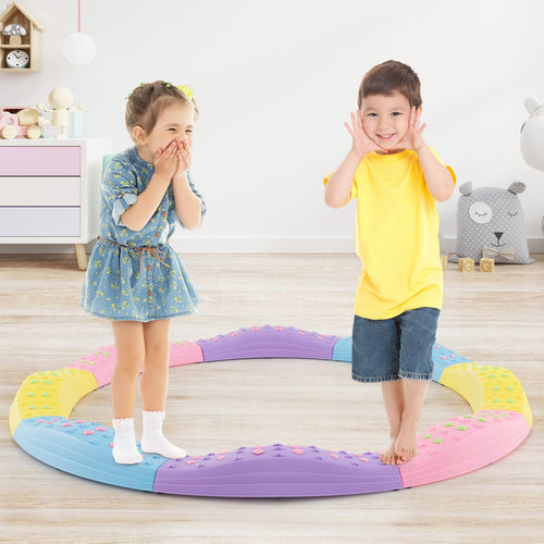 Kids Wavy Balance Beam, Textured Surface, Non-Slip Foot Pads, Pink Purple