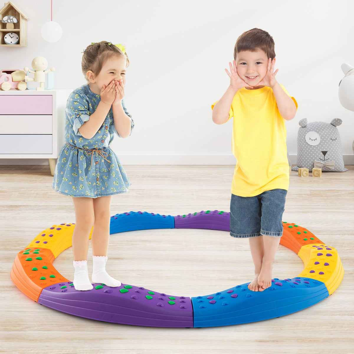 Kids Wavy Balance Beam, Textured Non-Slip Surface, Blue Orange Toy Sports at Gallery Canada