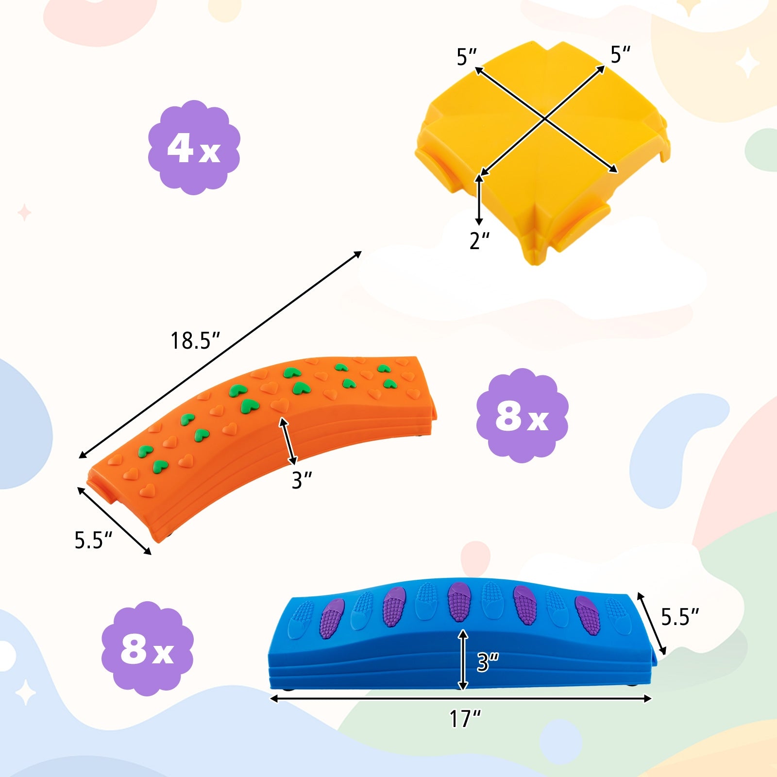 Kids Wavy Balance Beam, Textured Non-Slip Surface, Blue Orange Toy Sports at Gallery Canada