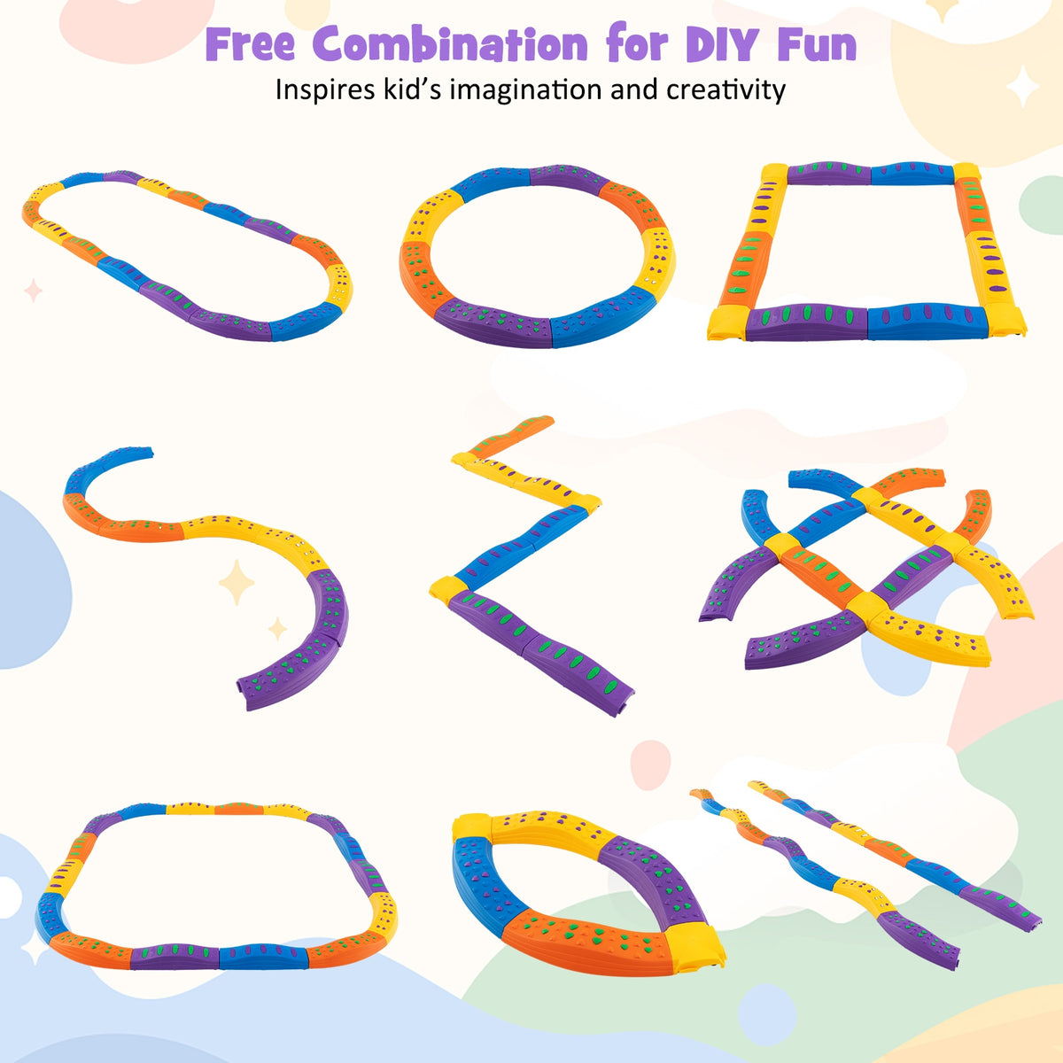 Kids Wavy Balance Beam, Textured Non-Slip Surface, Blue Orange Toy Sports at Gallery Canada