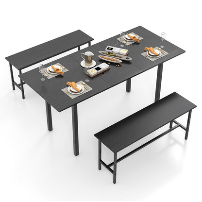 3 Piece Dining Table Set For 4-6, 2 Benches, Black Dining Room Sets at Gallery Canada