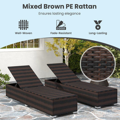 Patio Wicker Lounge Chair, 4-Level Backrest, Long Seat Cushion, Brown Outdoor Chaise Lounges at Gallery Canada