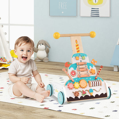 Wooden Baby Walker, Adjustable Height, Smooth Wheels, White Baby Activity at Gallery Canada
