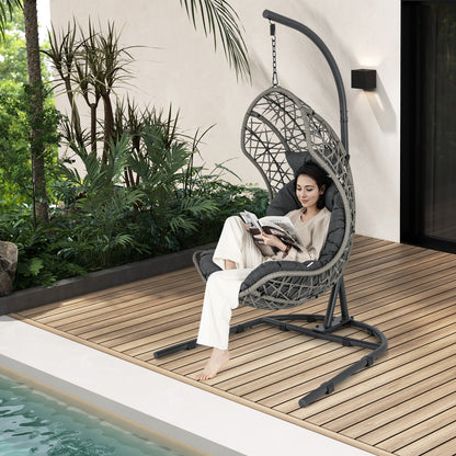 Egg Chair With Stand, PE Rattan Swing Hammock, Gray Hammocks at Gallery Canada