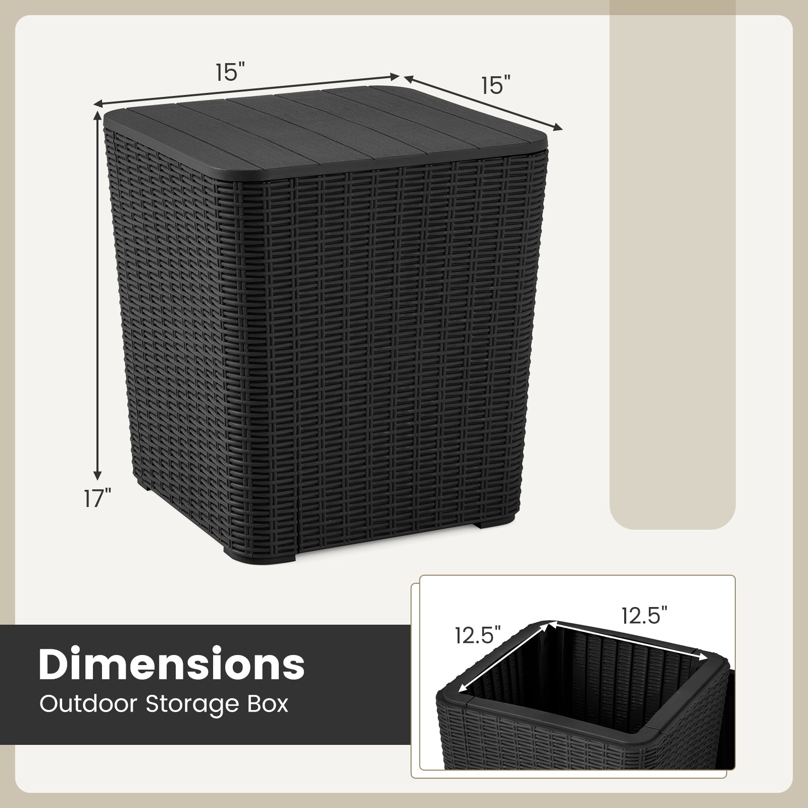Outdoor Resin Storage Side Table, Removable Lid, Wicker Accent, Black Coffee Tables at Gallery Canada