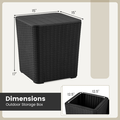 Outdoor Resin Storage Side Table, Removable Lid, Wicker Accent, Black Coffee Tables at Gallery Canada