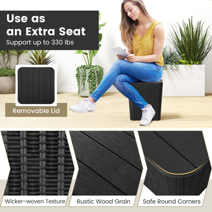 Outdoor Resin Storage Side Table, Removable Lid, Wicker Accent, Black Coffee Tables at Gallery Canada