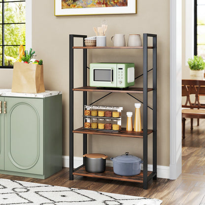 4-Tier Bookshelf, Heavy Duty Metal Frame, Industrial Display Shelf, Rustic Brown Bookcases at Gallery Canada