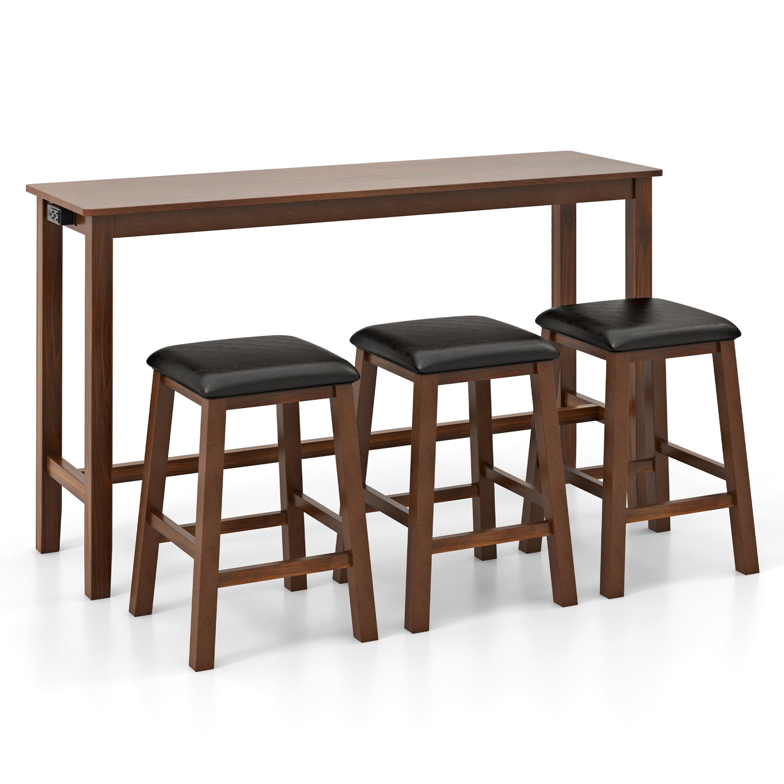 4-Piece Bar Table Set, Counter-Height Table, 3 PVC Leather Stools, Brown Dining Room Sets at Gallery Canada